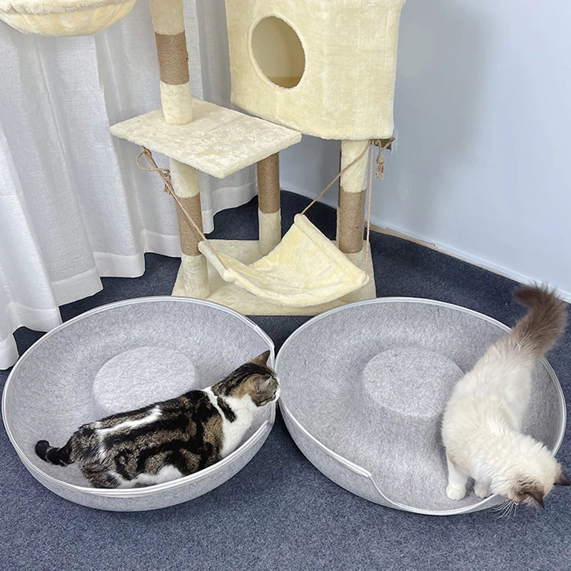 Donut Pet Cat Tunnel Interactive Bed Toy House Cat Bed Dual-Use Felt Indoor Cat House Kitten Sports Equipment Cat Supplies