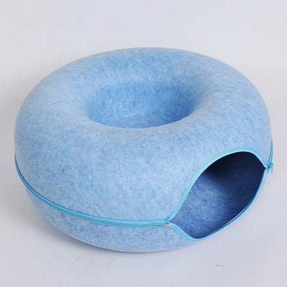 Donut Pet Cat Tunnel Interactive Bed Toy House Cat Bed Dual-Use Felt Indoor Cat House Kitten Sports Equipment Cat Supplies